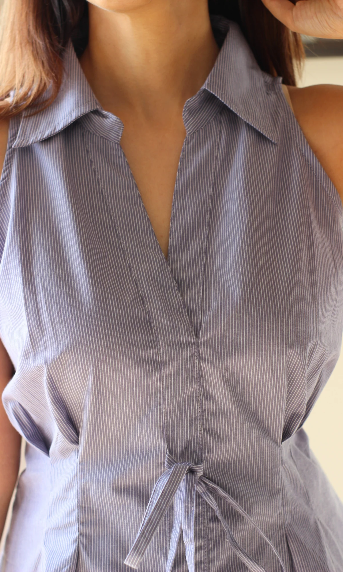 Affair Purple Stripe Tie Detail Top - Image 3
