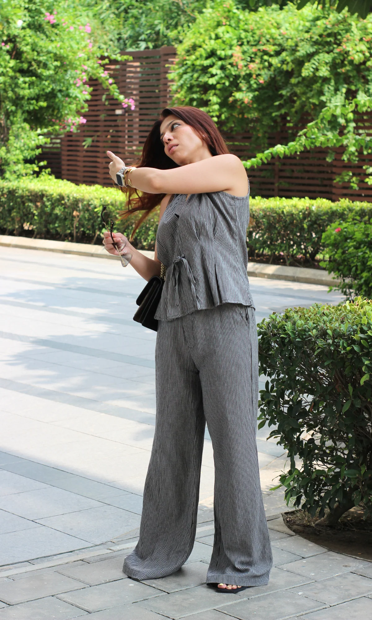 Ash String Detail Top and Flared Pants Co-ord - Image 7