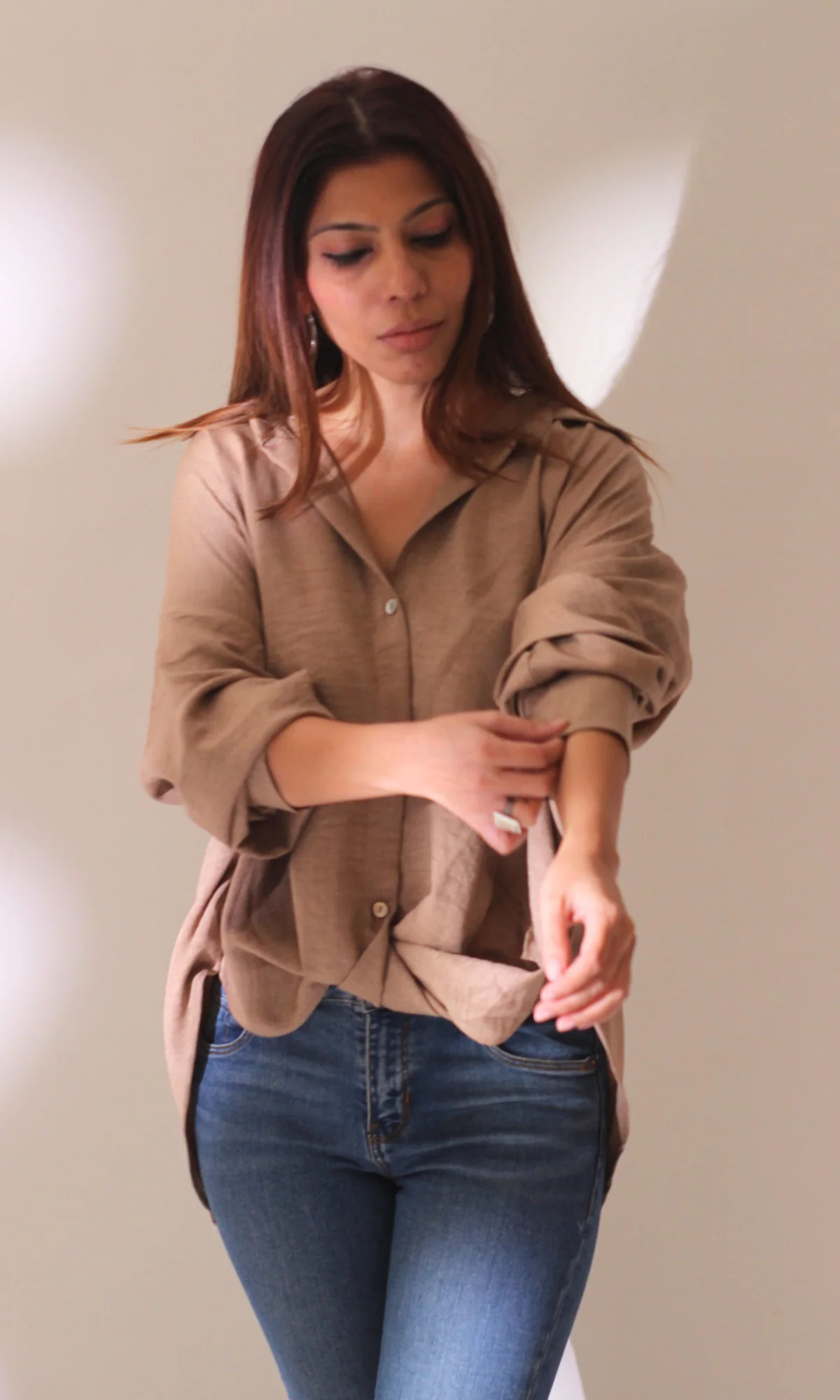 Beige Knot Detail Shirt - Image 4
