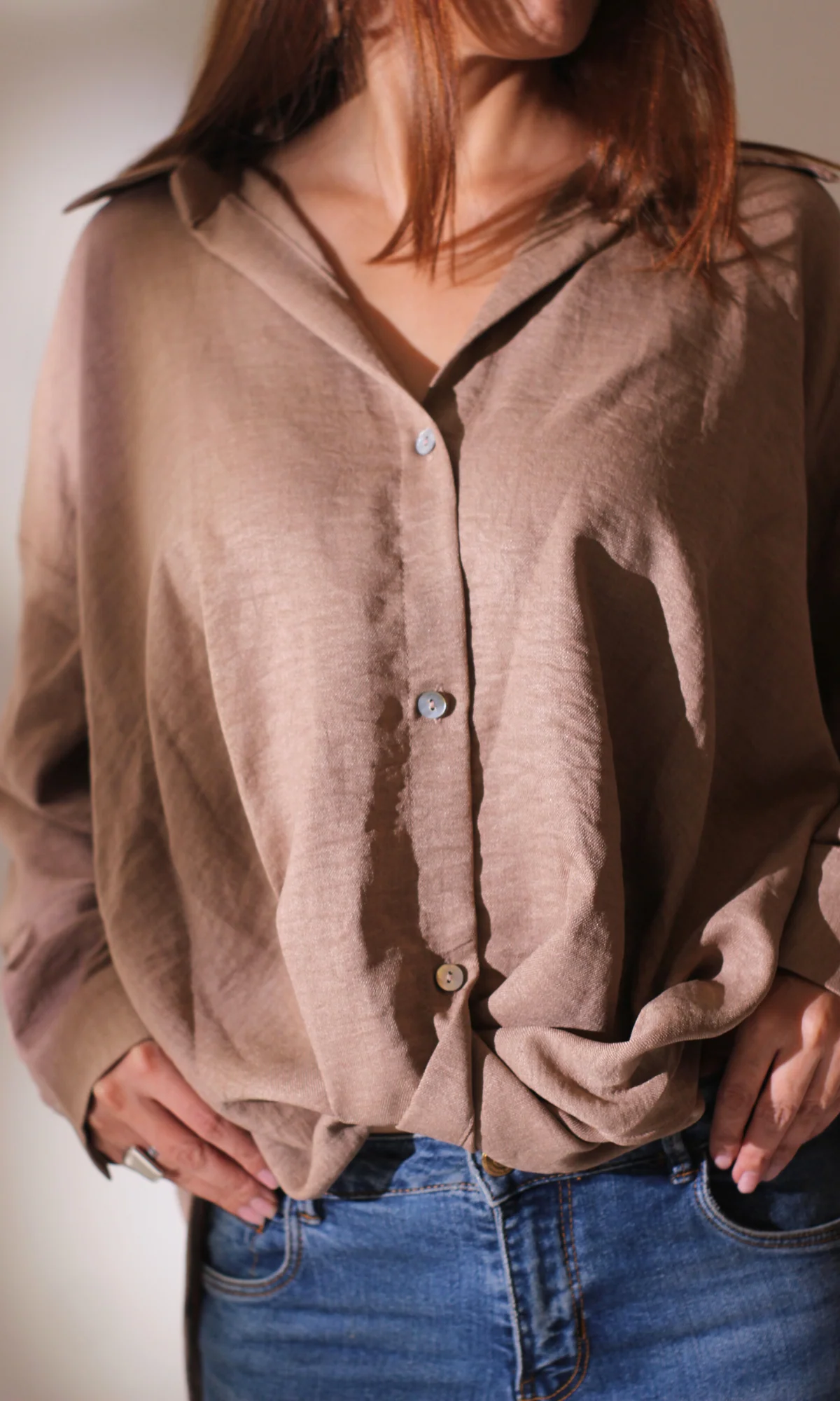 Beige Knot Detail Shirt - Image 6