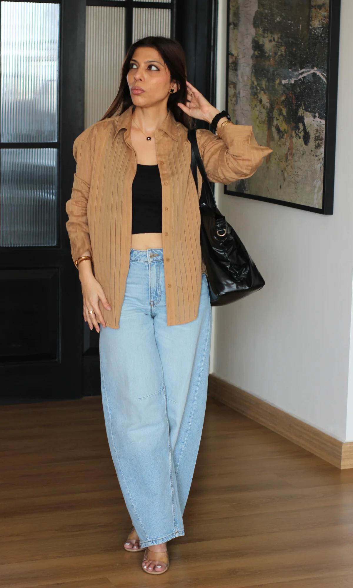 Beige Line Semi-Sheer Shirt - Image 5
