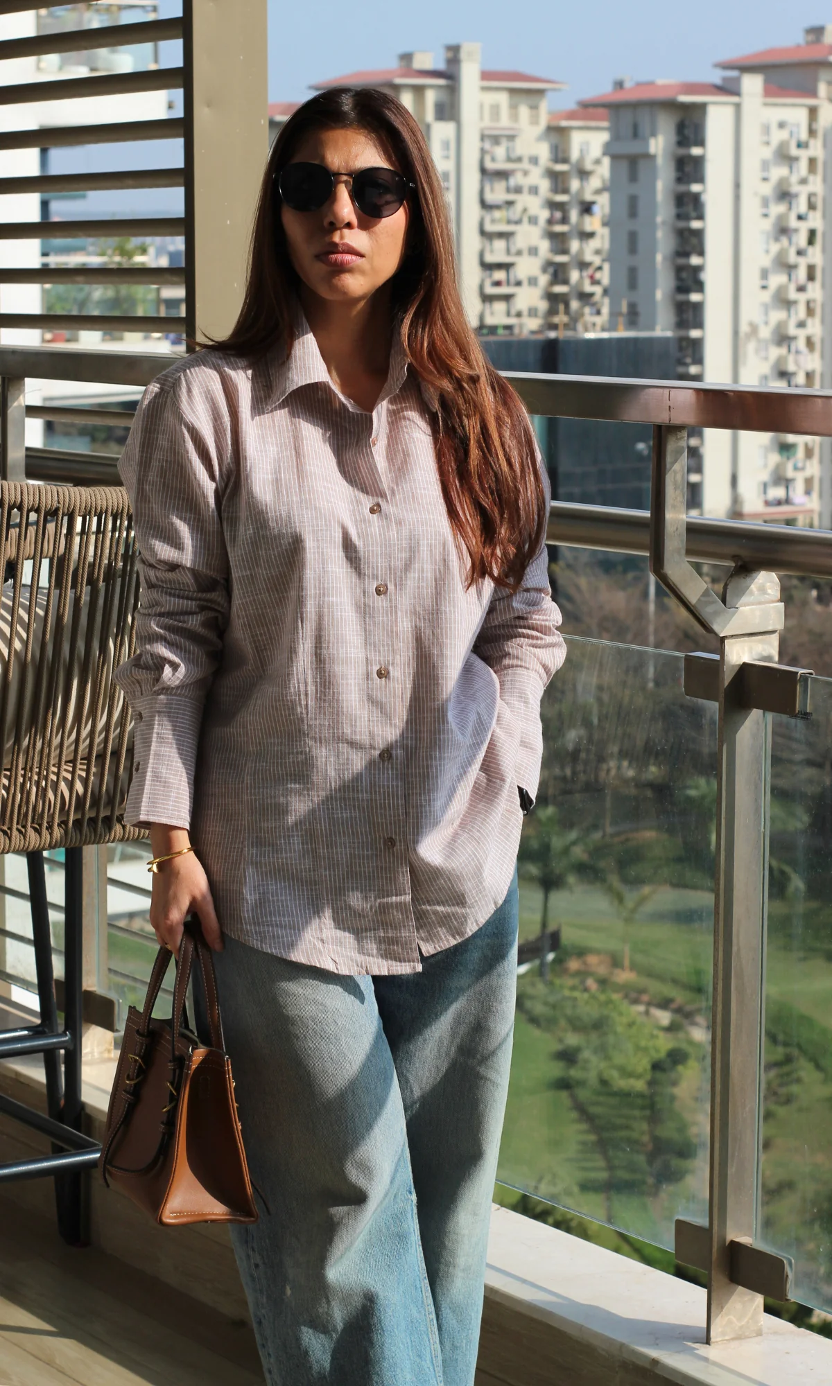 Oat Striped Structured Shirt - Image 3