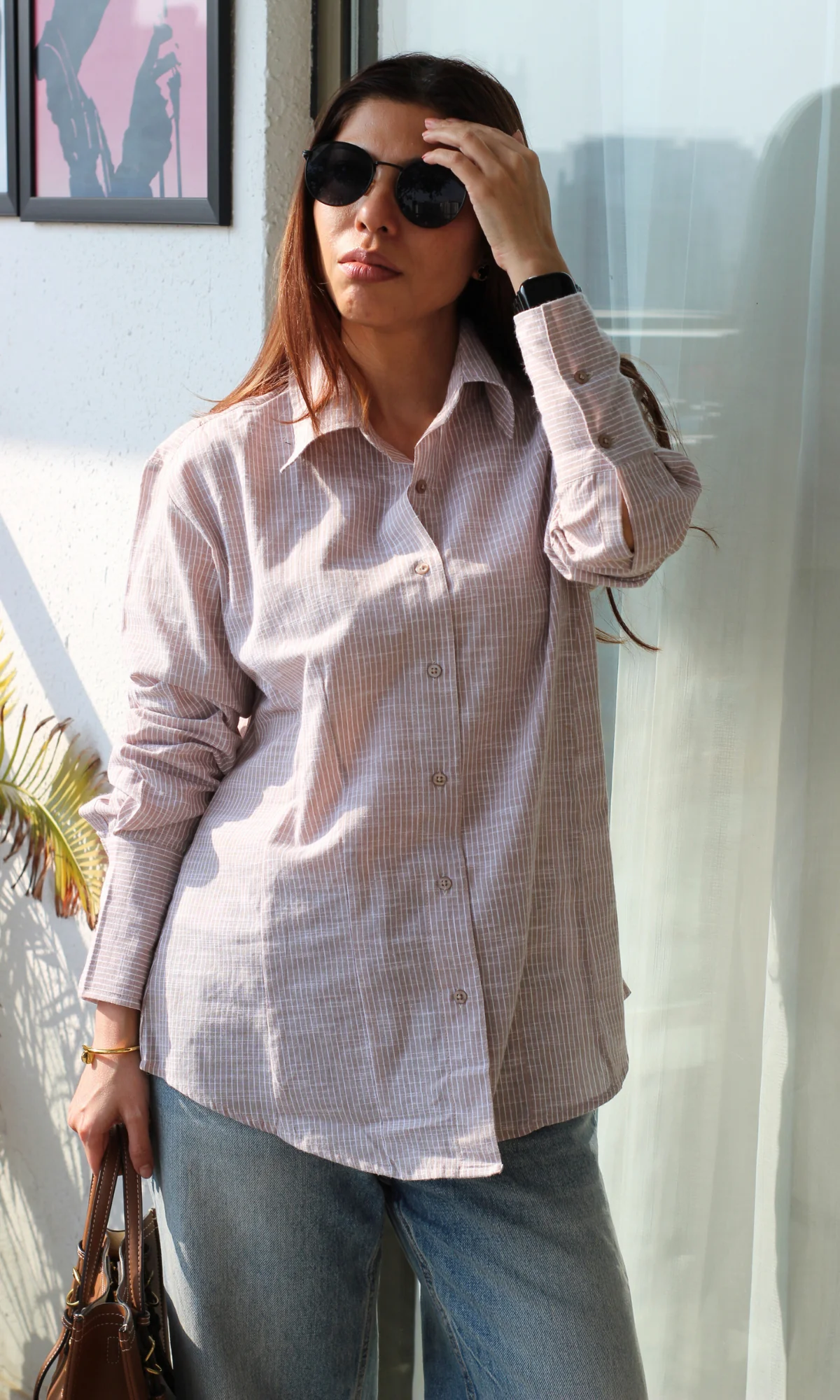 Oat Striped Structured Shirt - Image 4