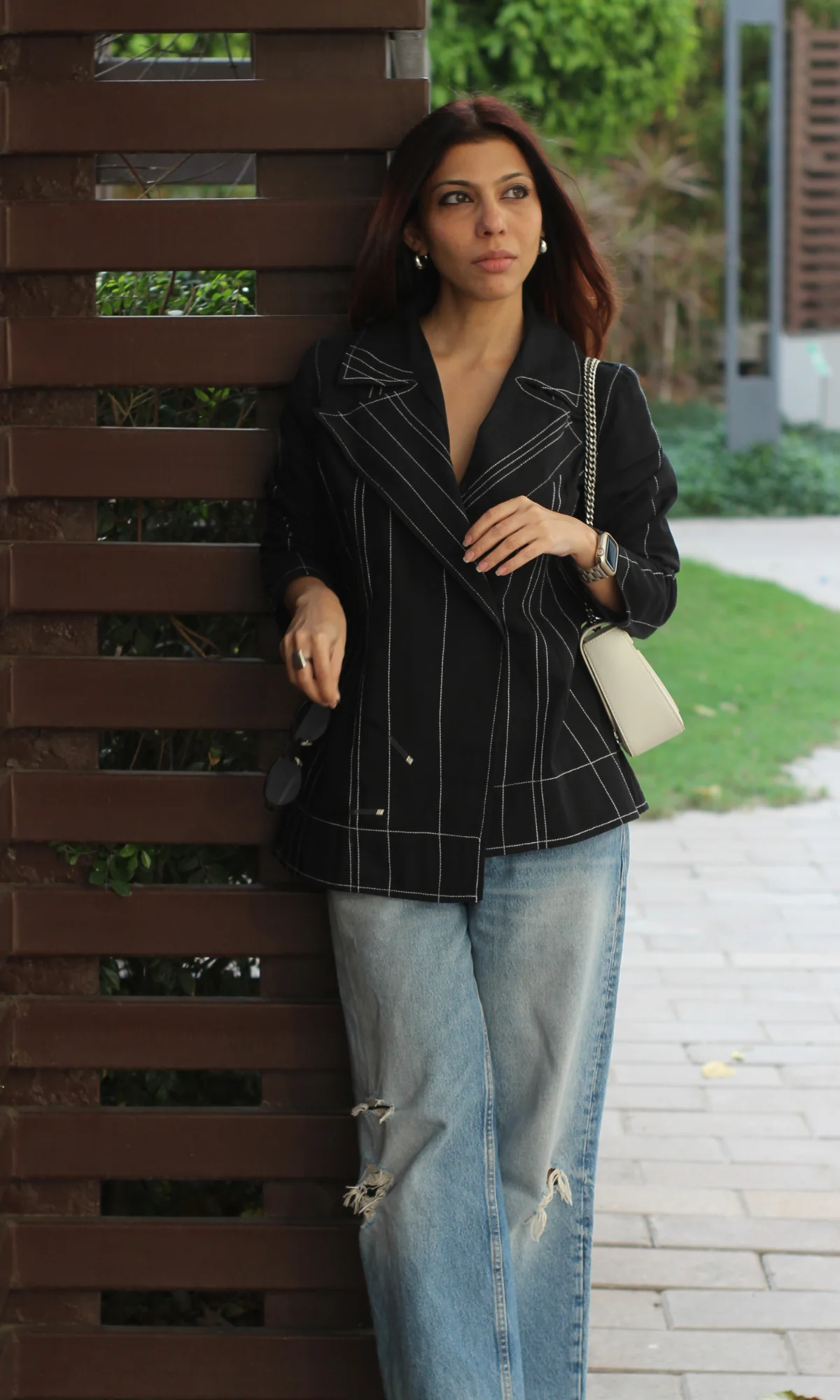 Black Contrast Stitch Jacket - Image 5