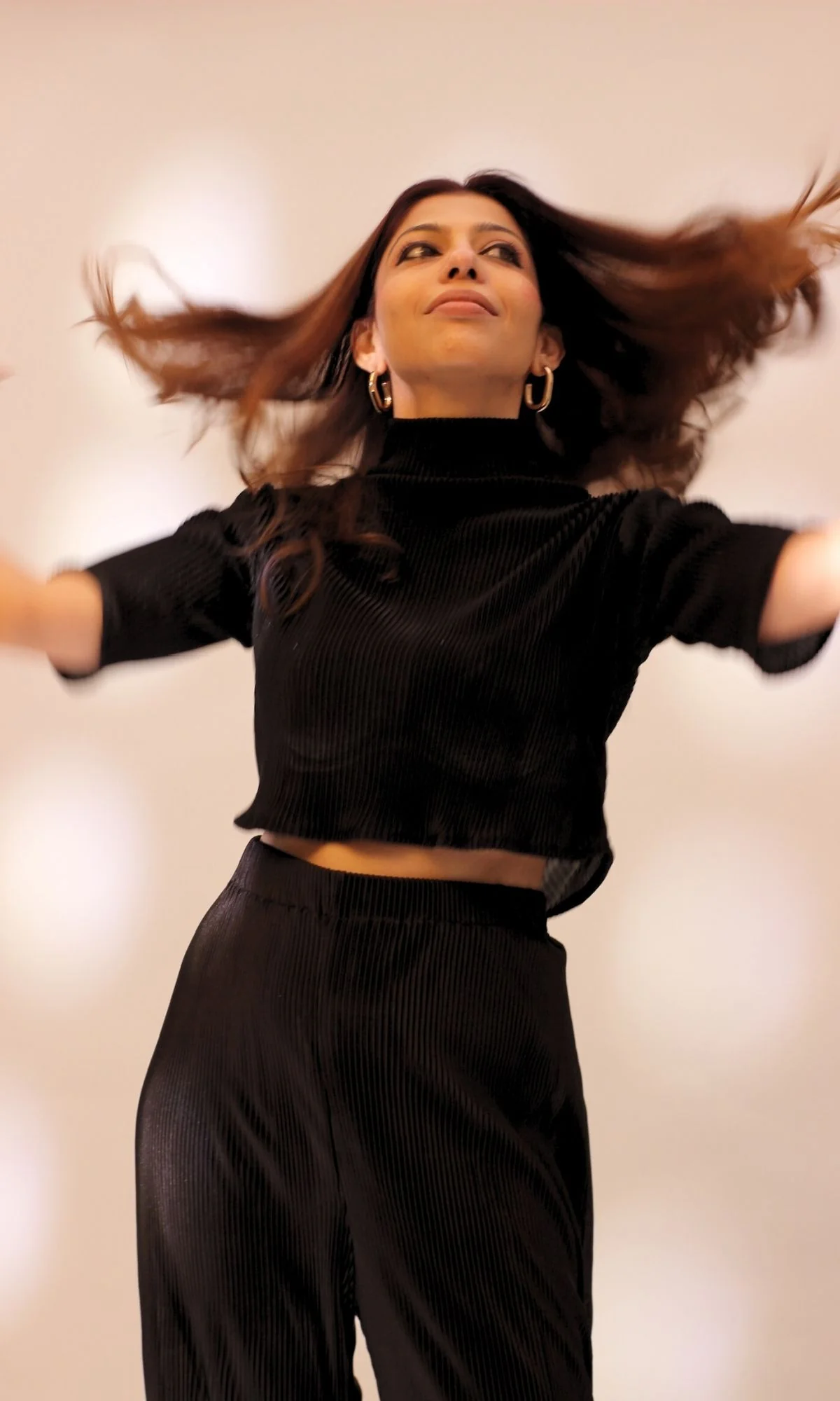 Black High Neck Top with Flared Pants - Image 3