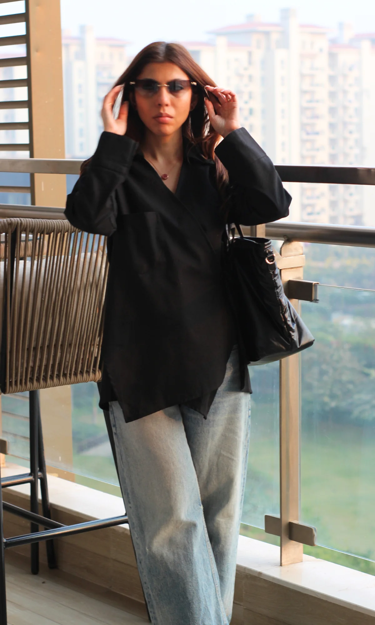 Black Linen Cuts Detail Kimono Top - Image 2