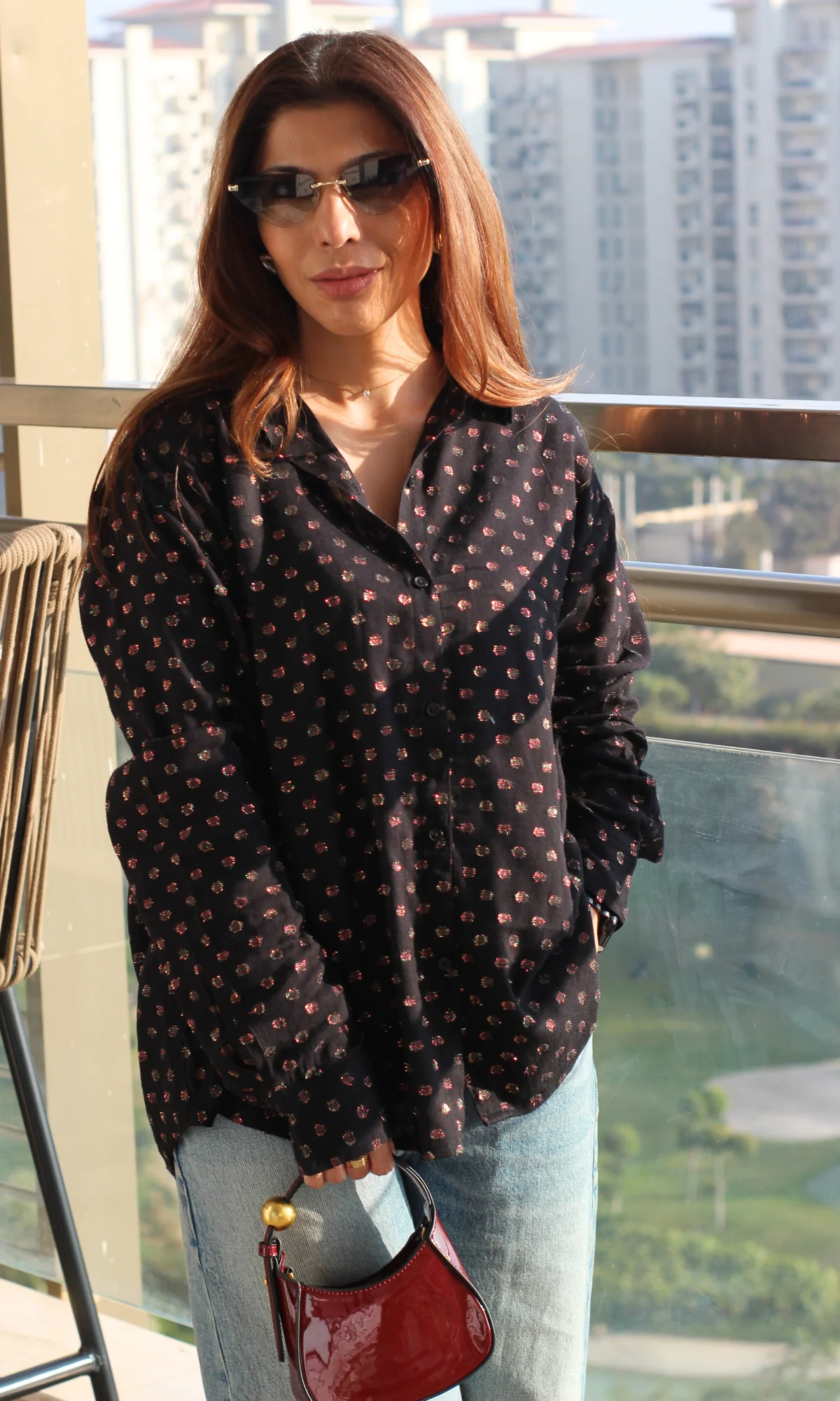 Black Lurex Flowing Shirt - Image 2