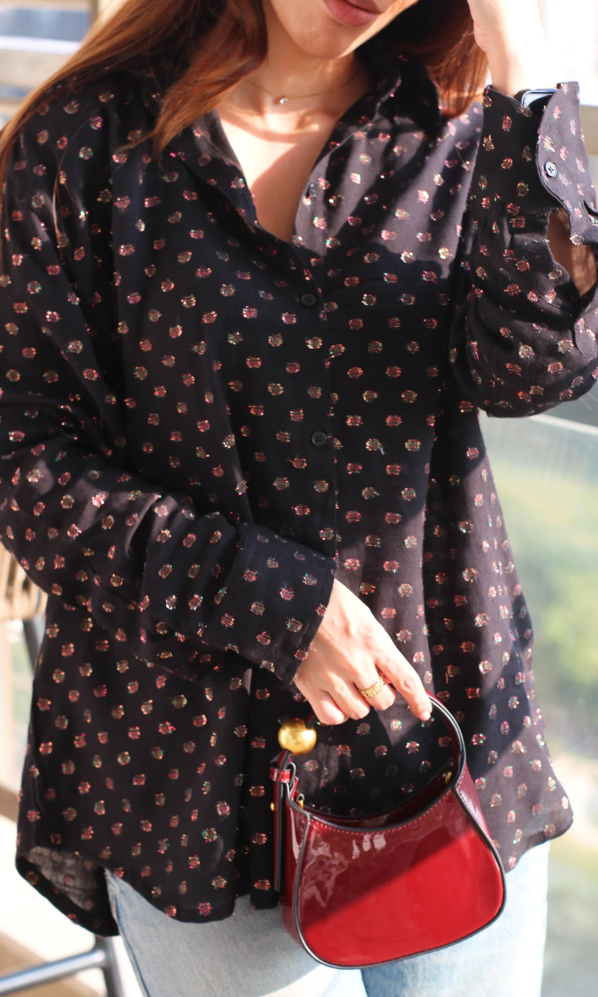 Black Lurex Flowing Shirt - Image 3