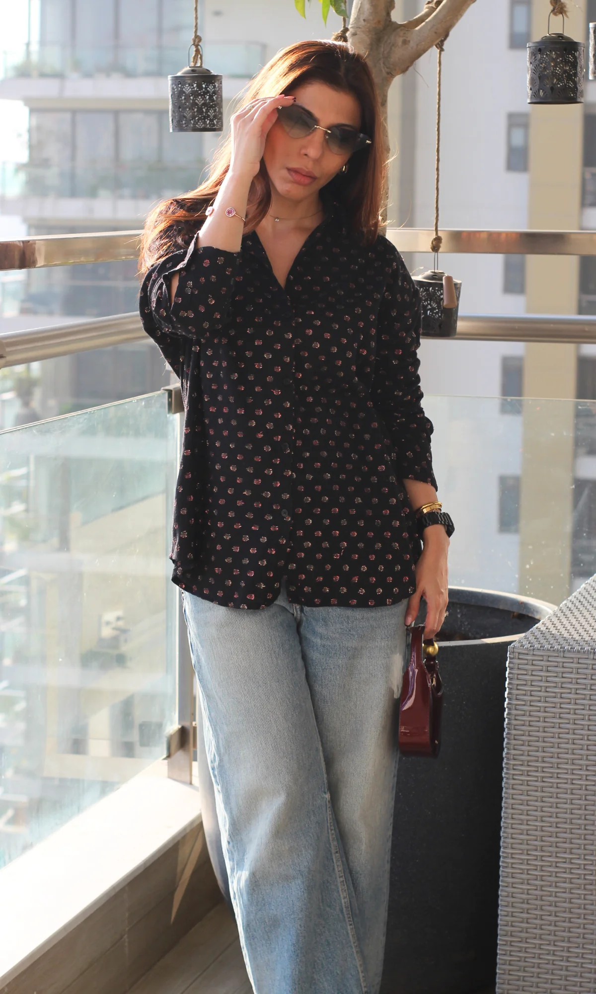 Black Lurex Flowing Shirt - Image 6