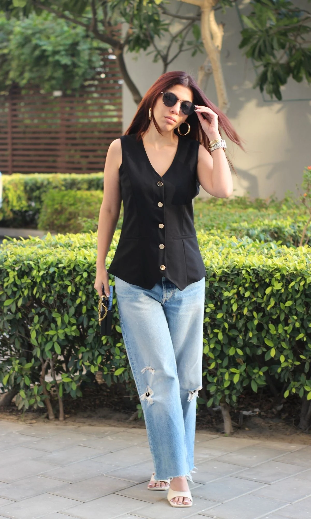 Black Metallic Buttoned Waist Coat - Image 5