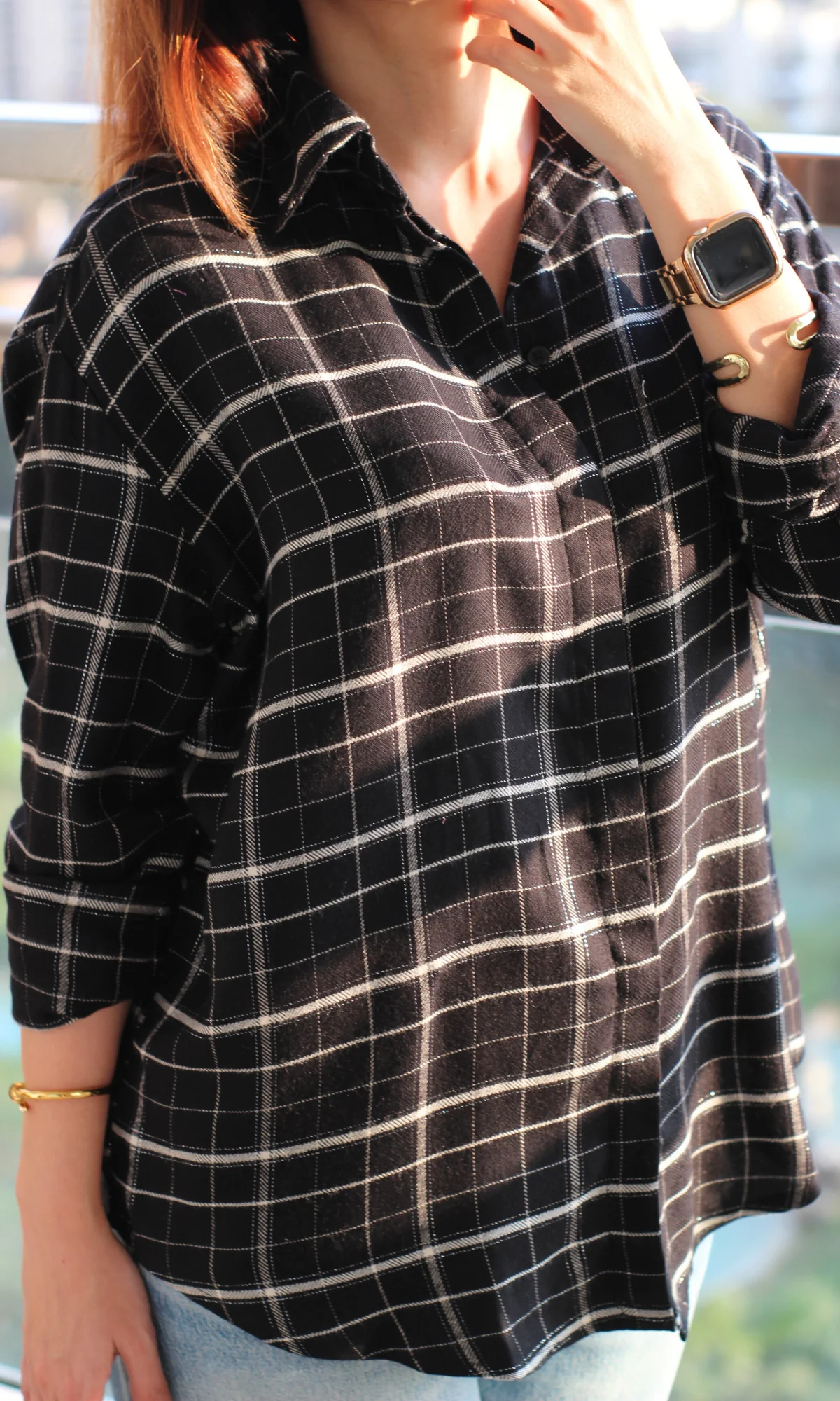Black Plaid Checked Shirt - Image 3