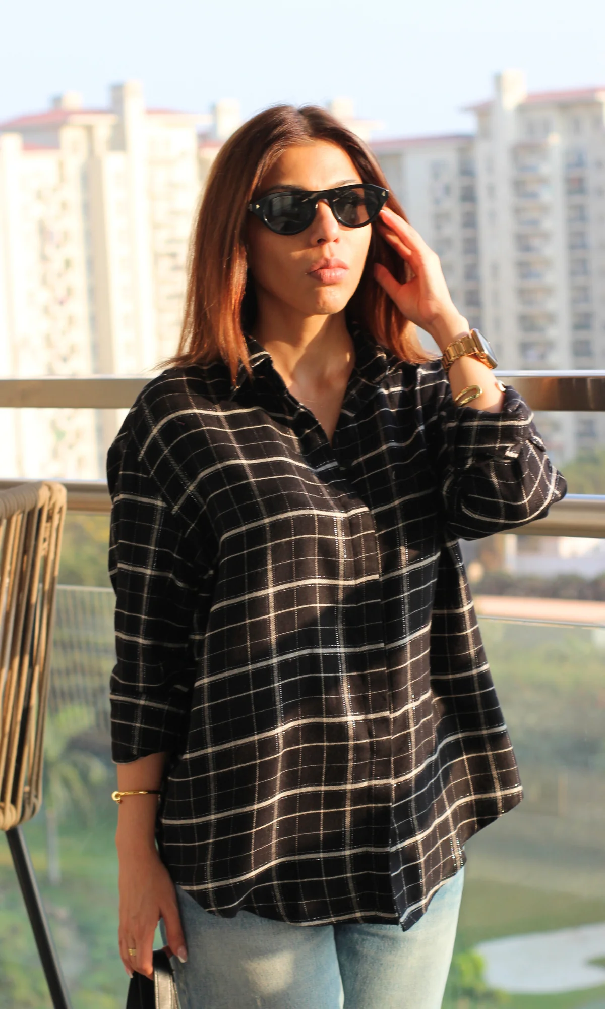 Black Plaid Checked Shirt - Image 4