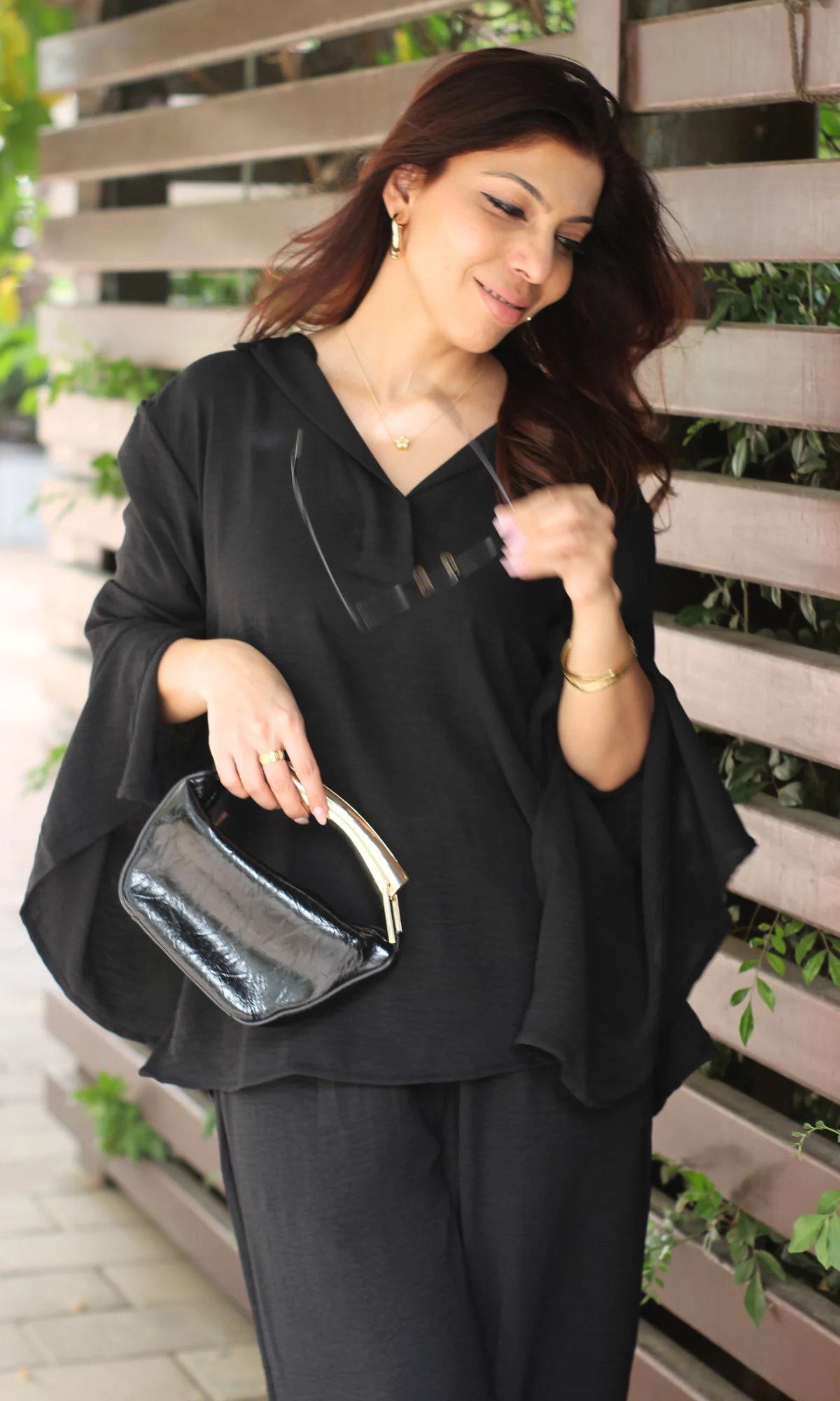Black Slit Sleeves Top and Pants Co-ord - Image 2