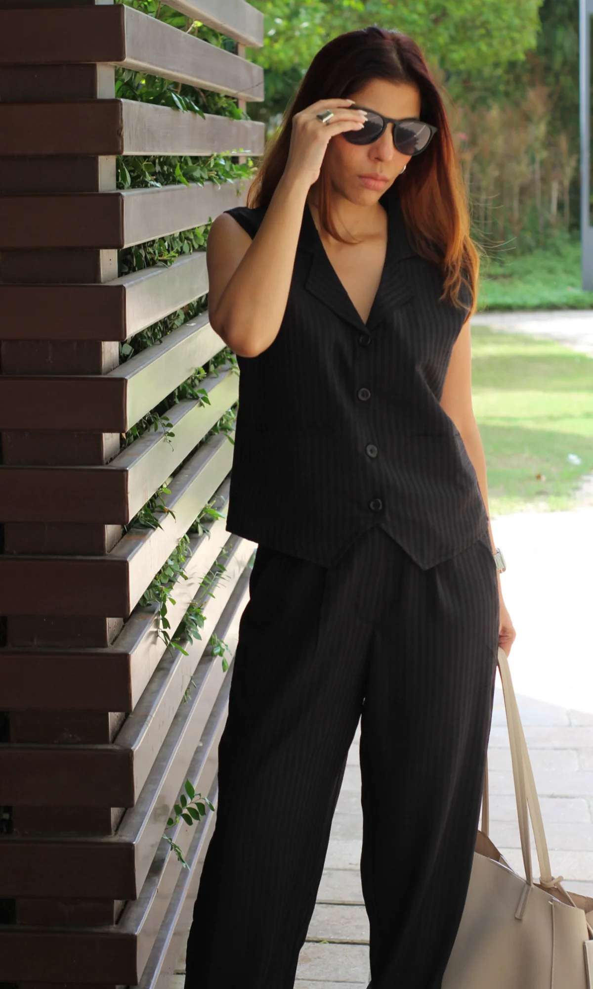 Black Striped Collared Waist Coat and Pants - Image 3