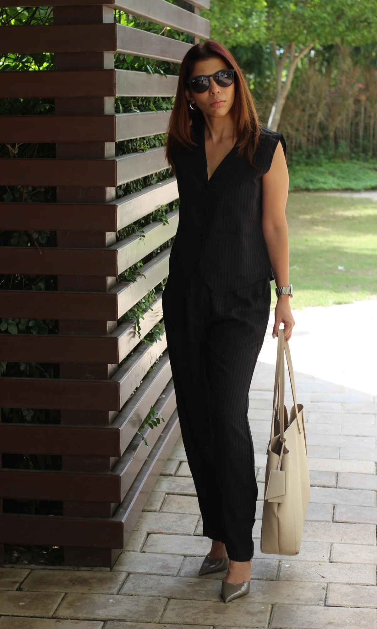 Black Striped Collared Waist Coat and Pants - Image 6
