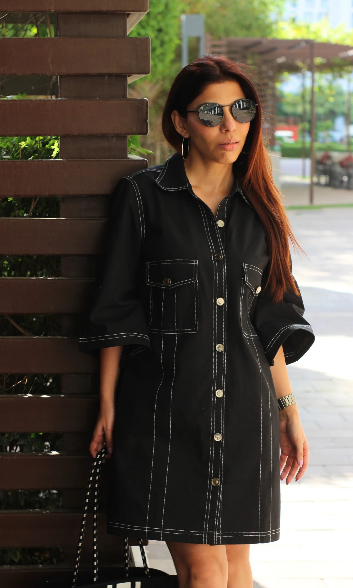 Black Thread Work Dress - Image 4
