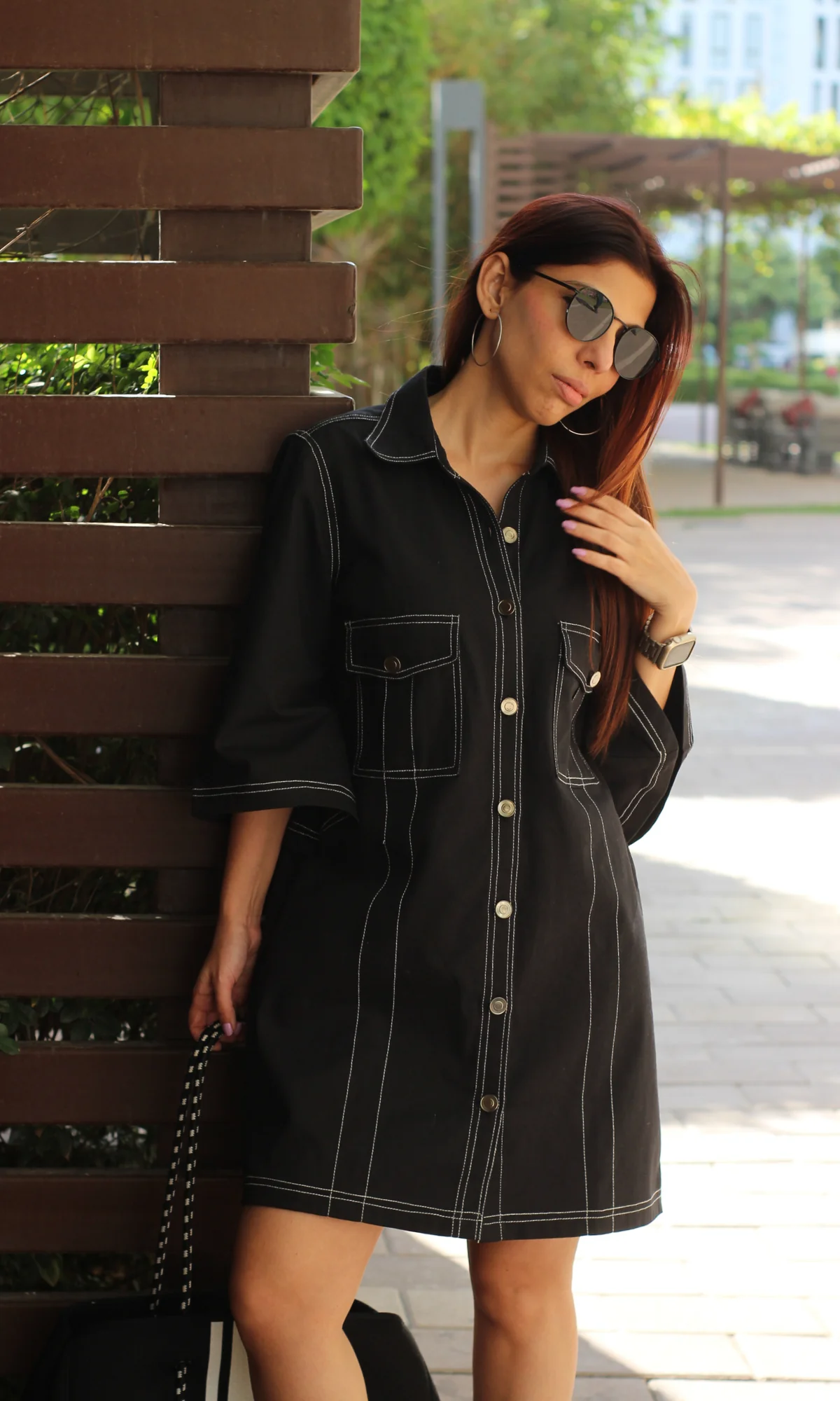 Black Thread Work Dress - Image 7