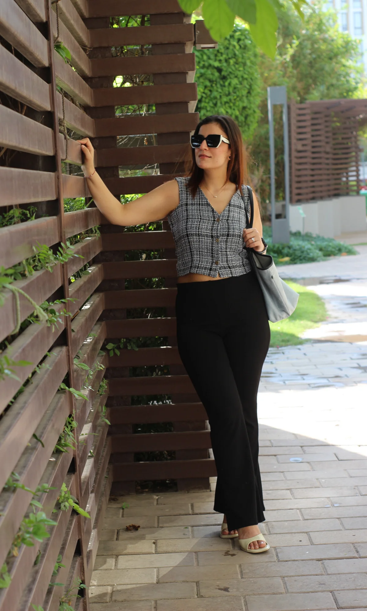 Blue Black Tweed Cropped Waist Coat - Image 6
