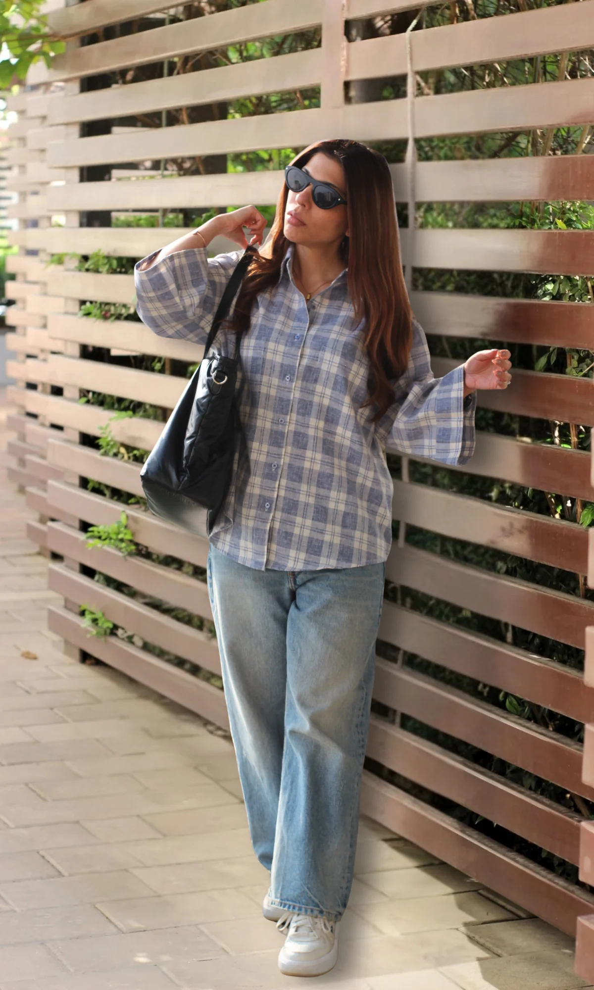 Blue Checked Flared Sleeve Shirt - Image 5