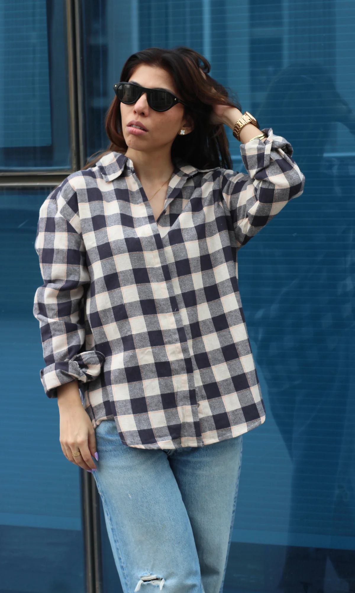 Blue Classic Buffalo Check Shirt - Image 5