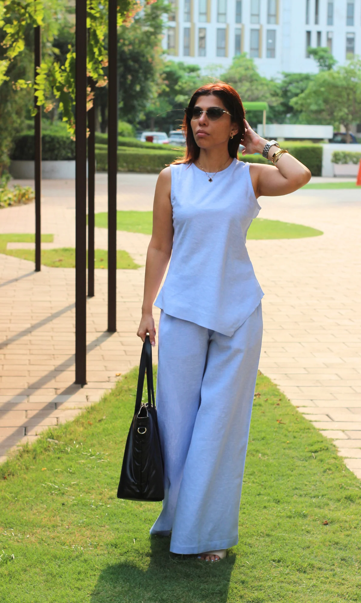 Linen Powder Blue Asymmetrical Co-ord - Image 2