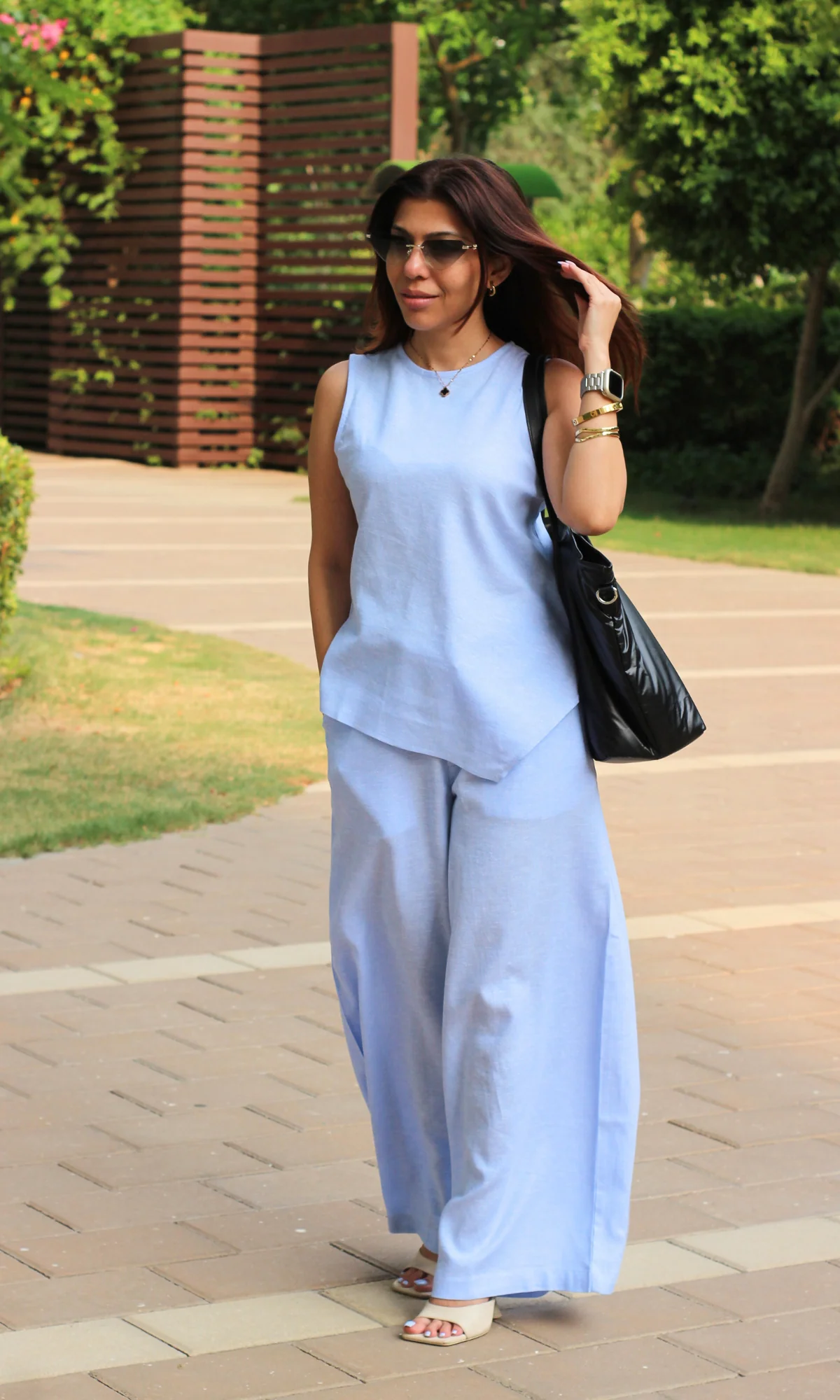 Linen Powder Blue Asymmetrical Co-ord - Image 4