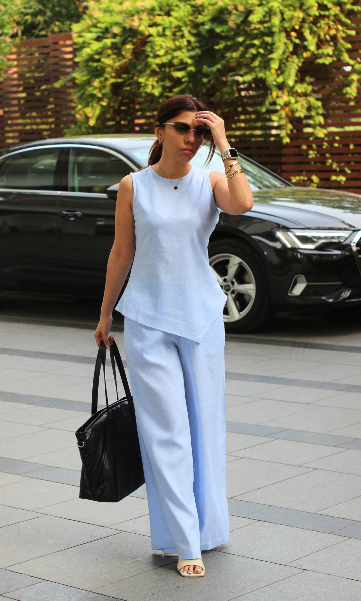 Linen Powder Blue Asymmetrical Co-ord - Image 6