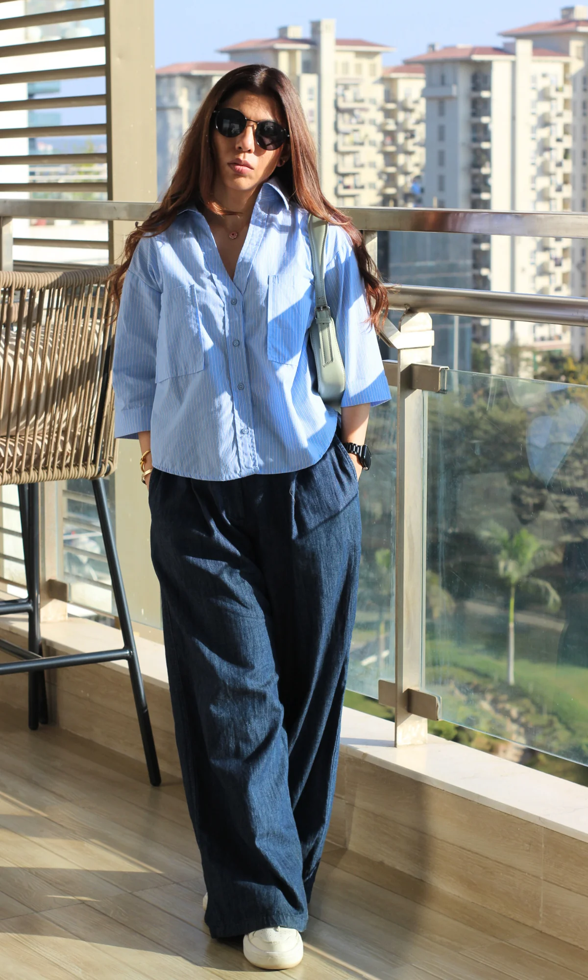 Blue Pinstripe Cotton Shirt - Image 2