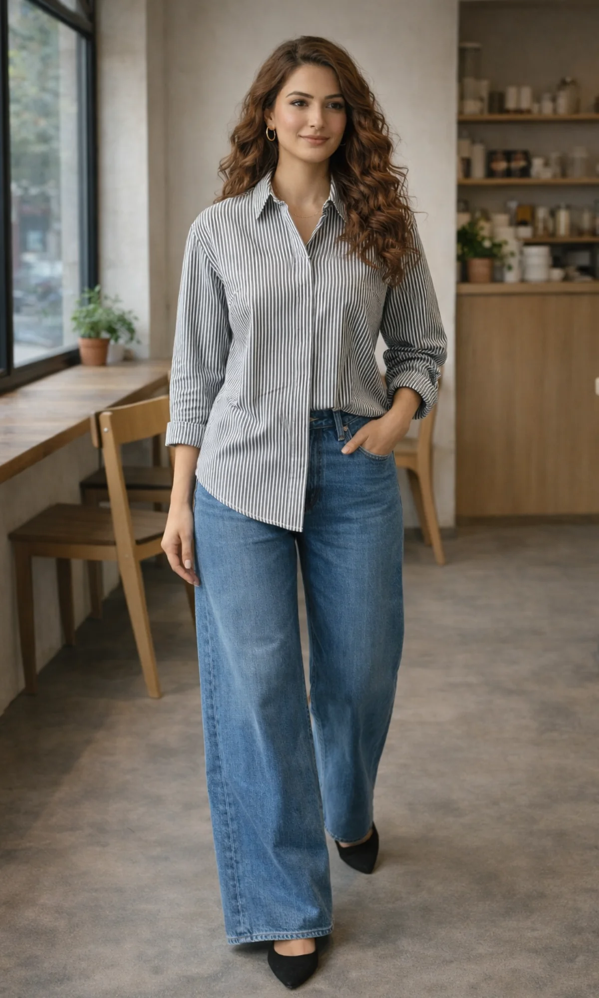 Charcoal Grey Stripe Shirt - Image 4