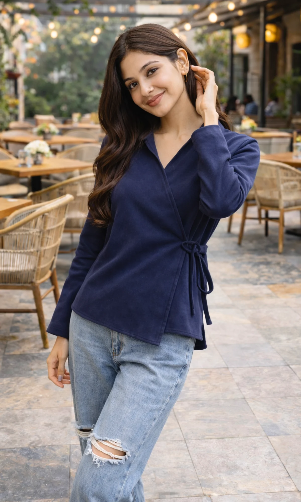 Blue Suede Kimono Top - Image 2