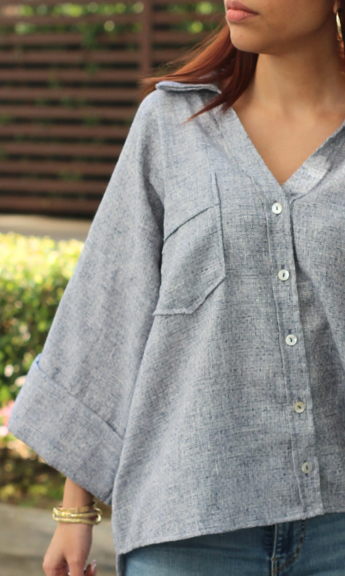 Blue & White Textured Shirt - Image 5
