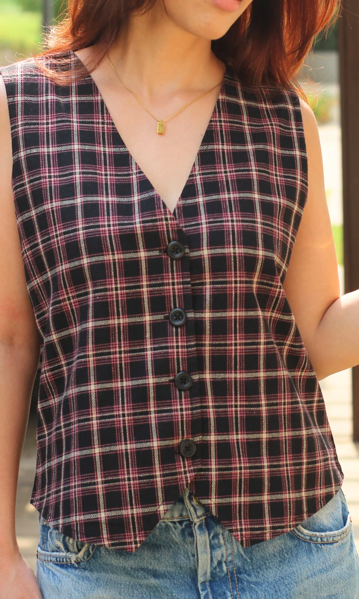 Blush Grid Checkmate Waist Coat - Image 5