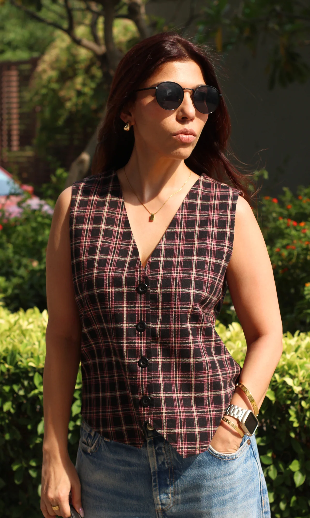 Blush Grid Checkmate Waist Coat - Image 6