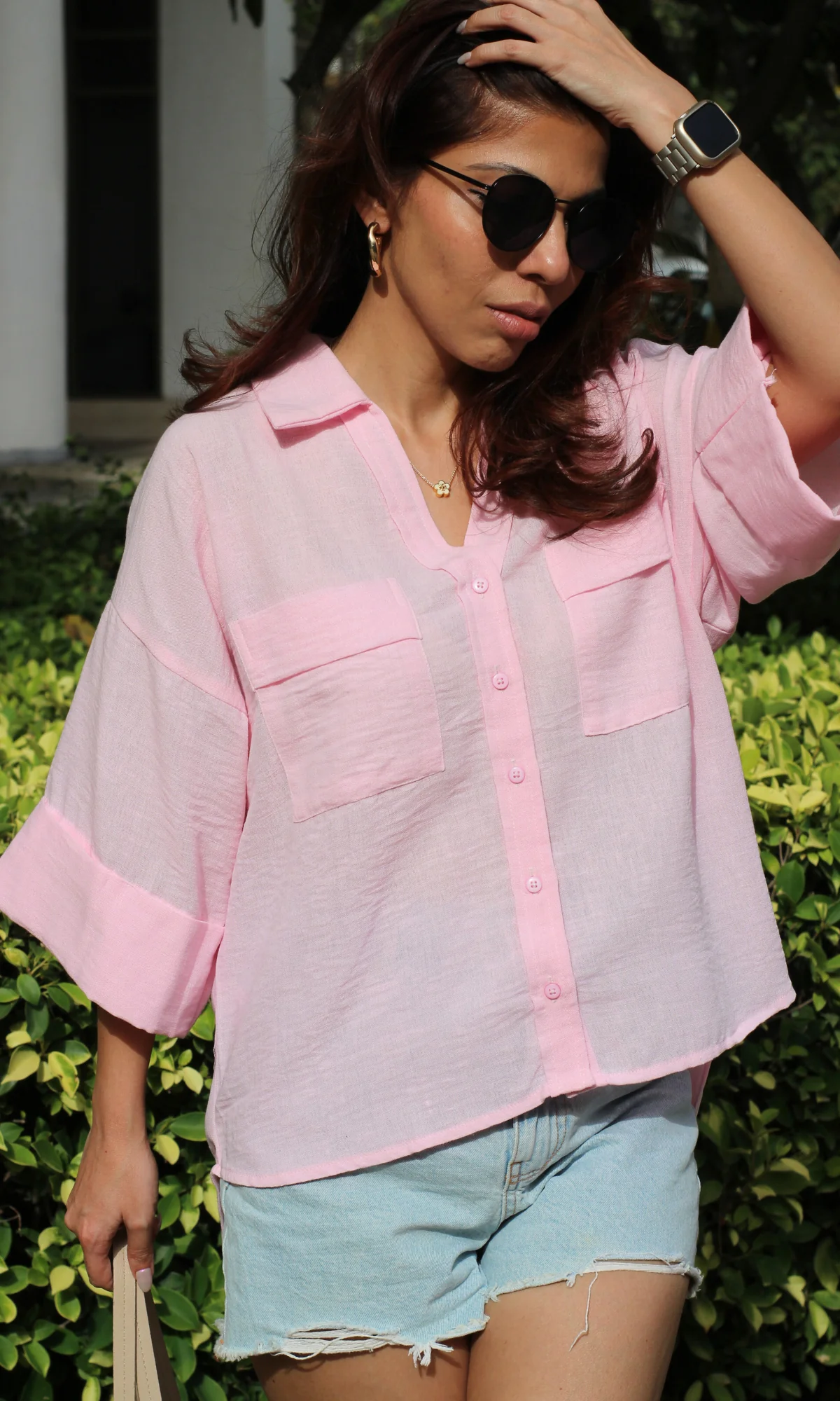 Blush Pink Textured Shirt - Image 3