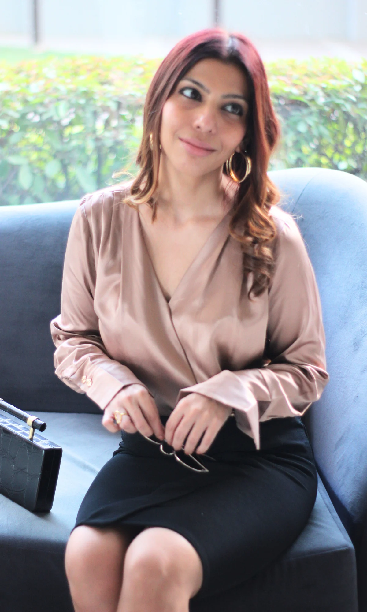 Metallic Bronze V-Neck Pleated Top - Image 4