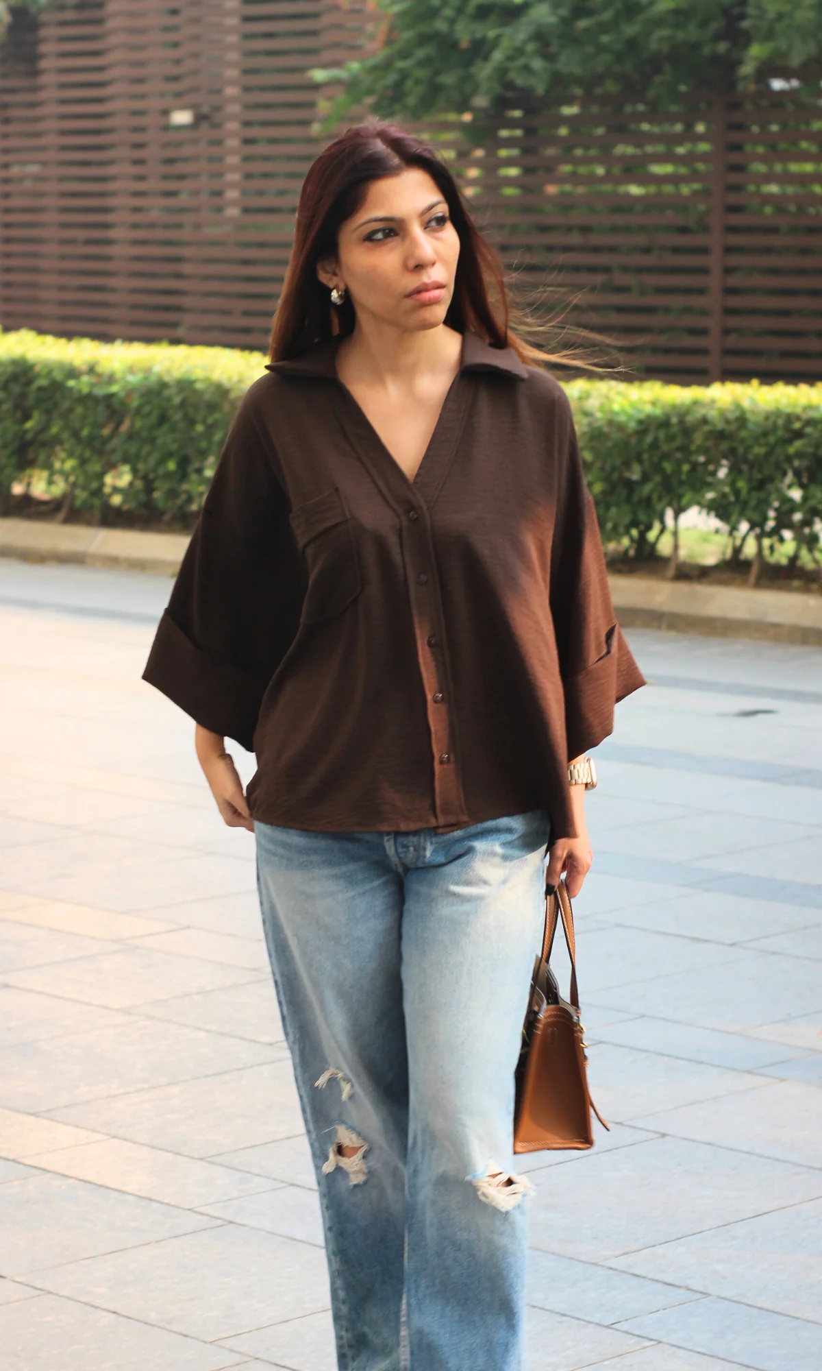 Brown Flowing Shirt - Image 3