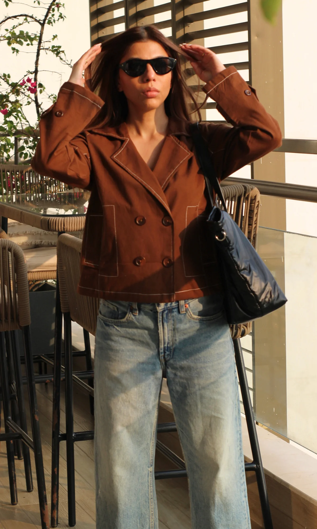 Brown Thread Detail Trench - Image 4