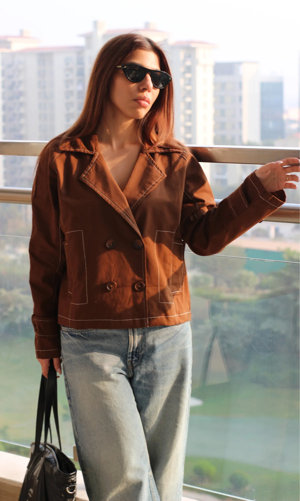 Brown Thread Detail Trench - Image 5