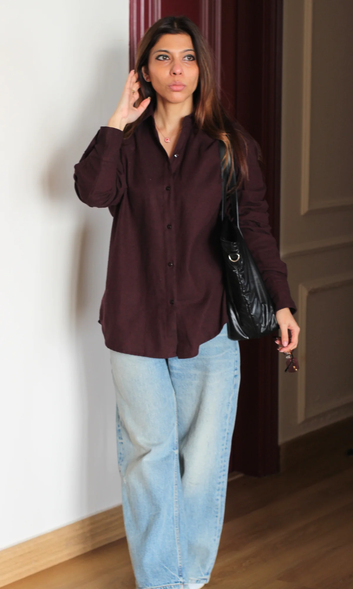 Burgundy Brushed Overshirt - Image 2