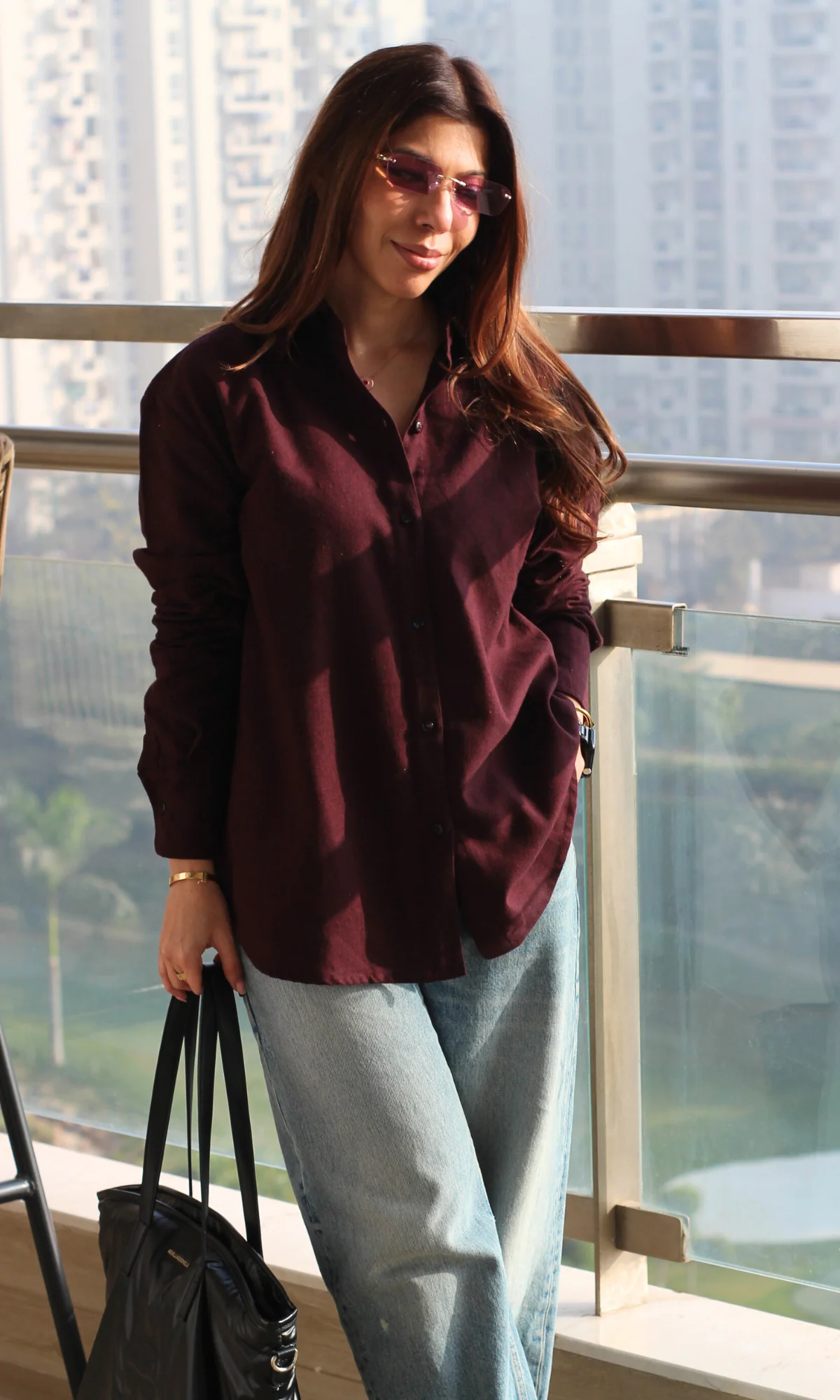 Burgundy Brushed Overshirt - Image 4