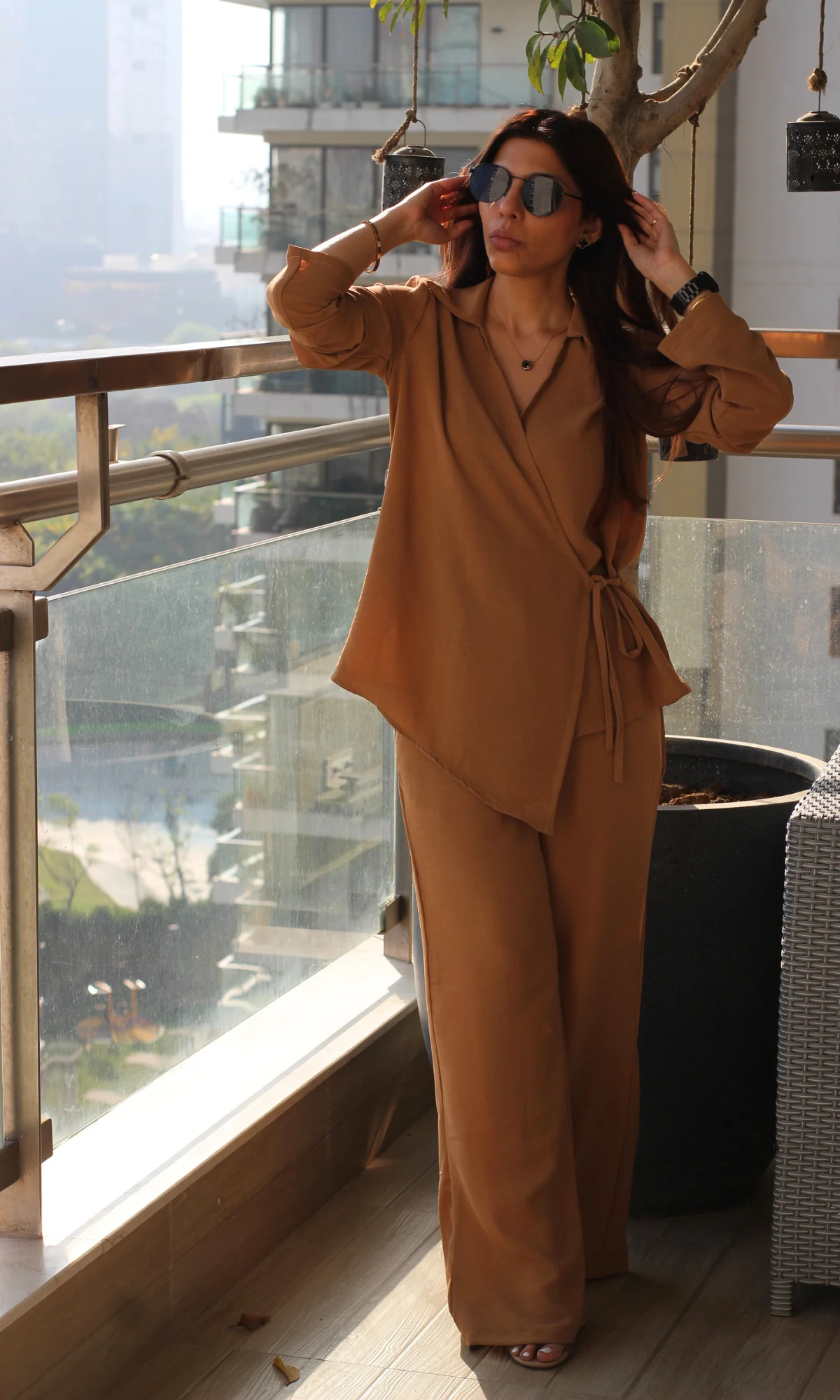 Caramel Drape Kimono Top and Pants Co-ord - Image 3