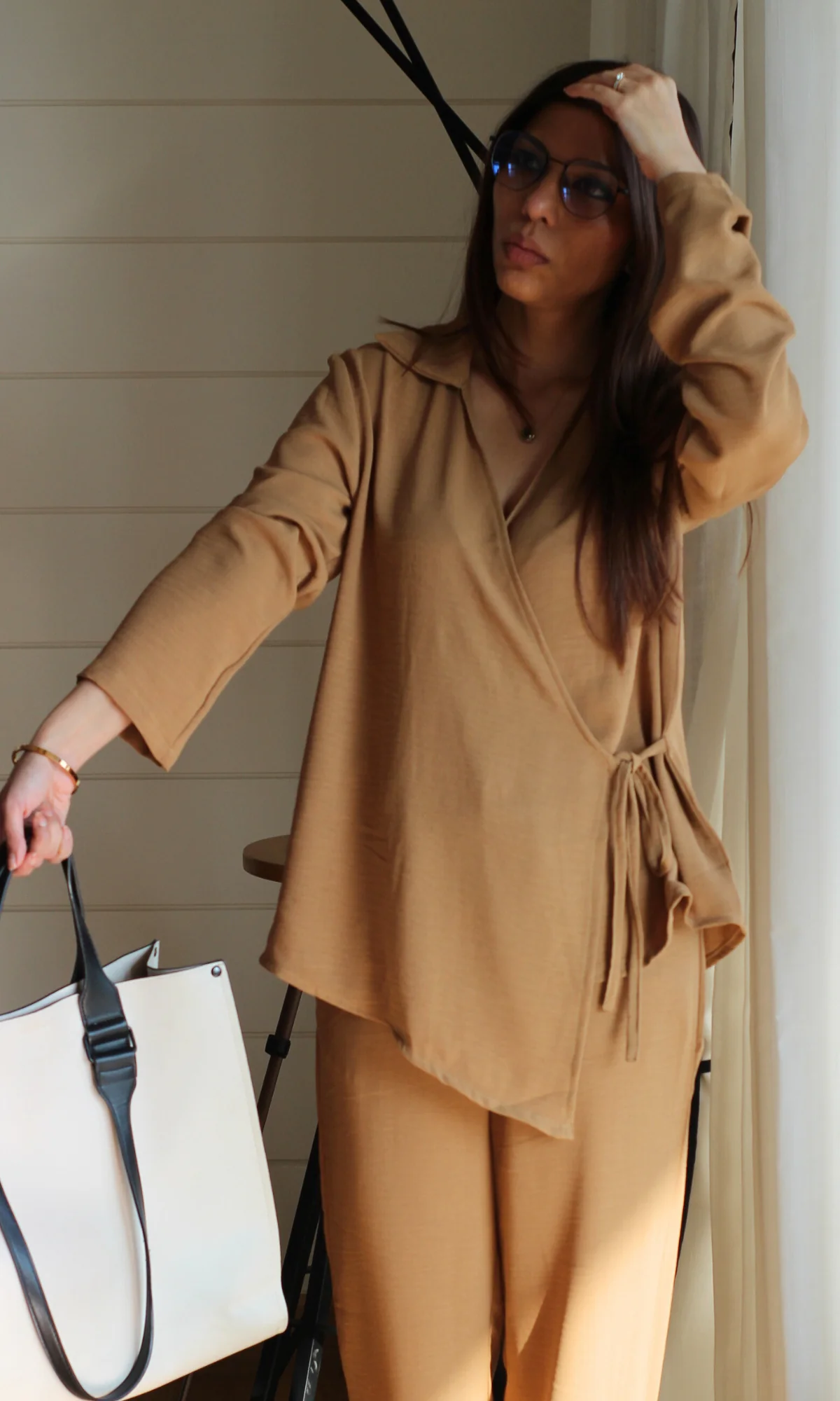 Caramel Drape Kimono Top and Pants Co-ord - Image 5