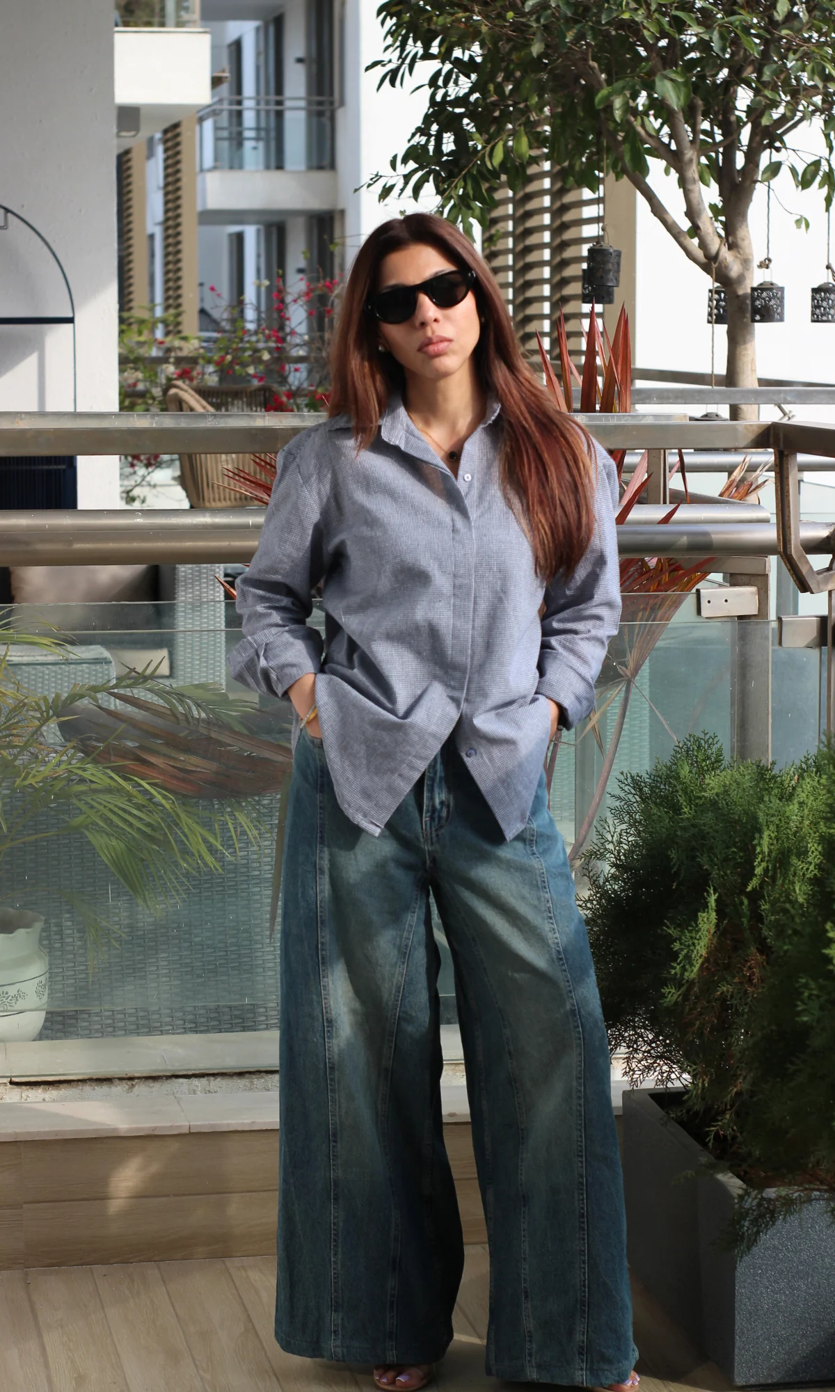 Charcoal Weave Checked Shirt - Image 2