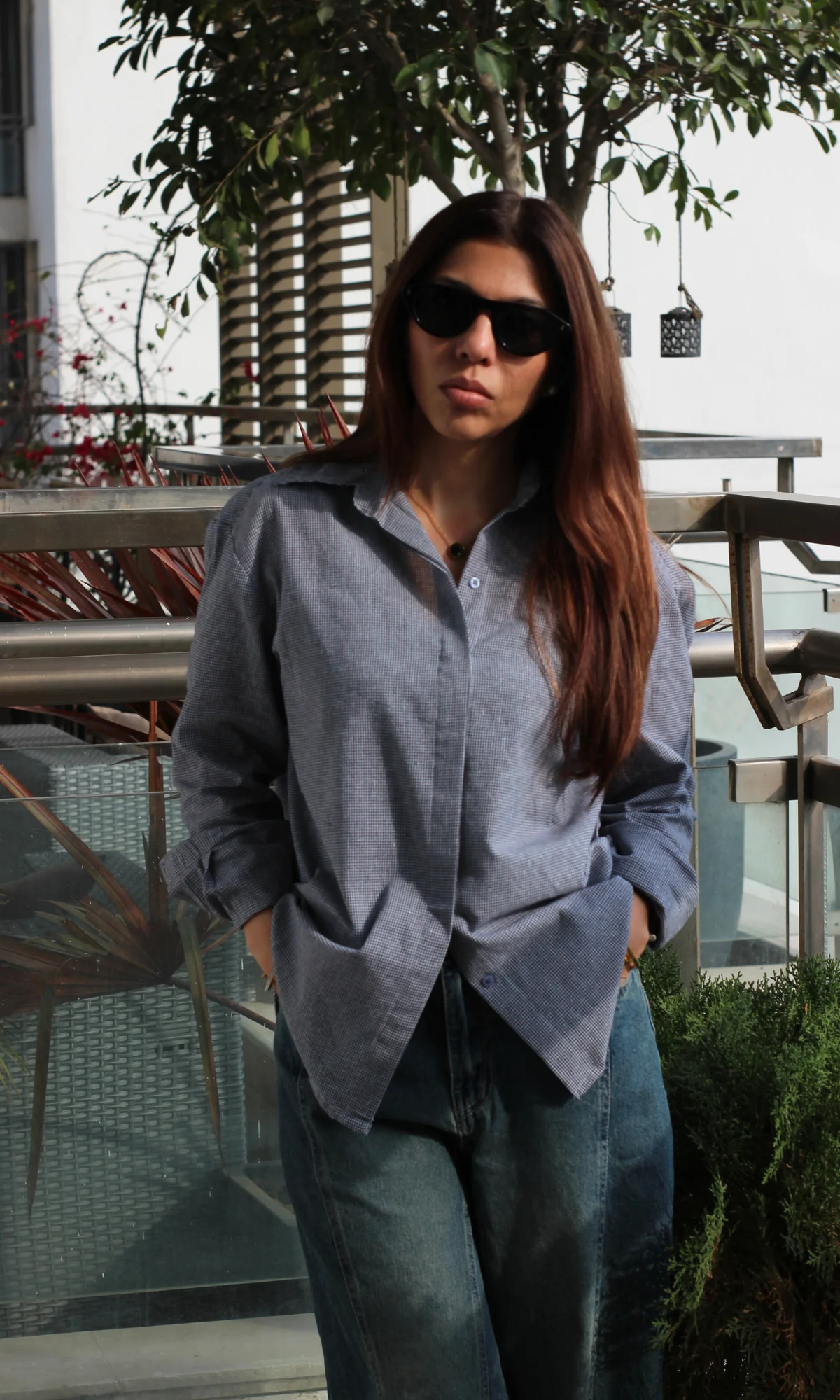 Charcoal Weave Checked Shirt - Image 4