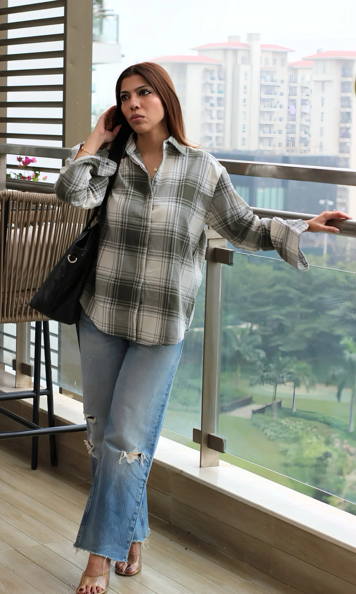 Olive Ivory Checked Shirt - Image 5