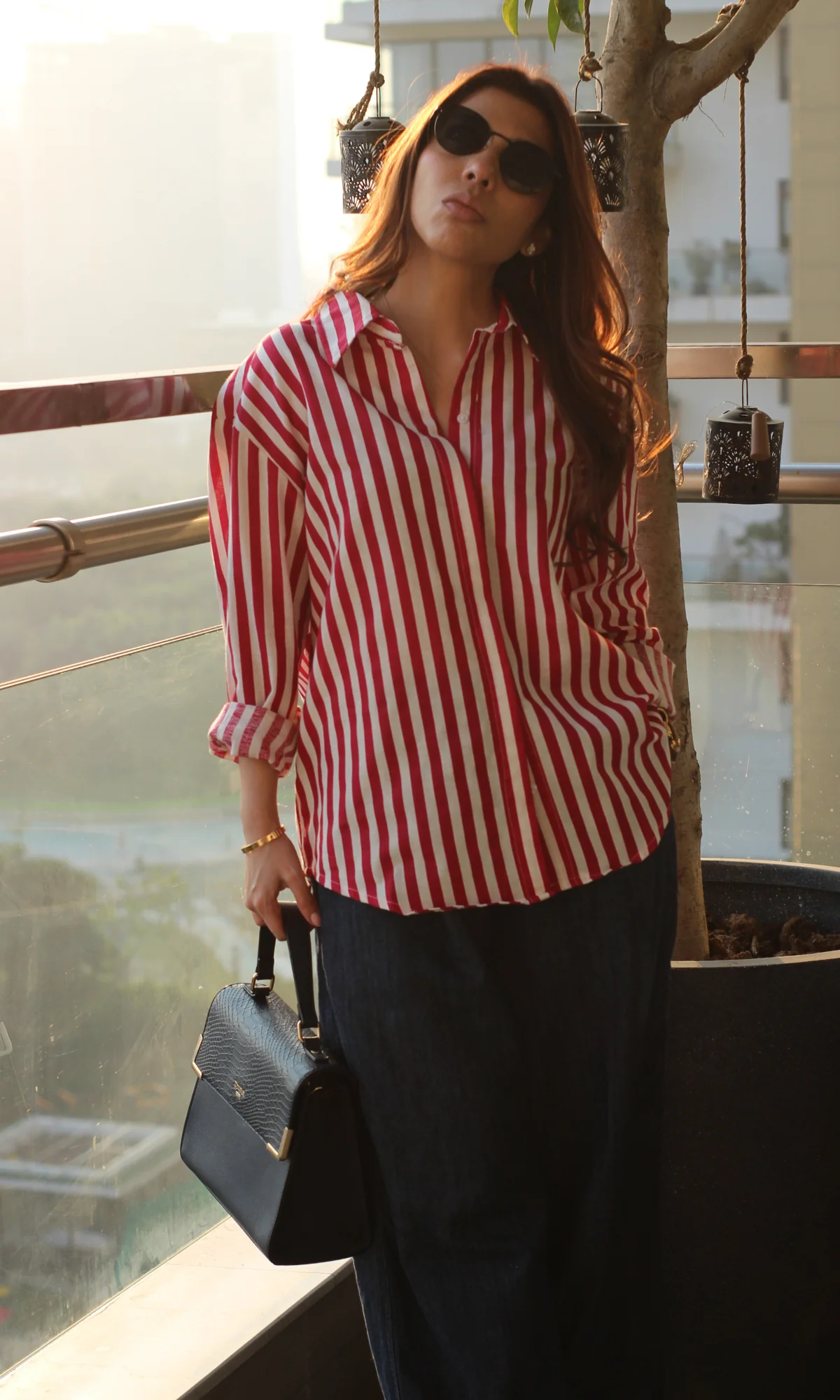 Cherry Red Striped Shirt - Image 2