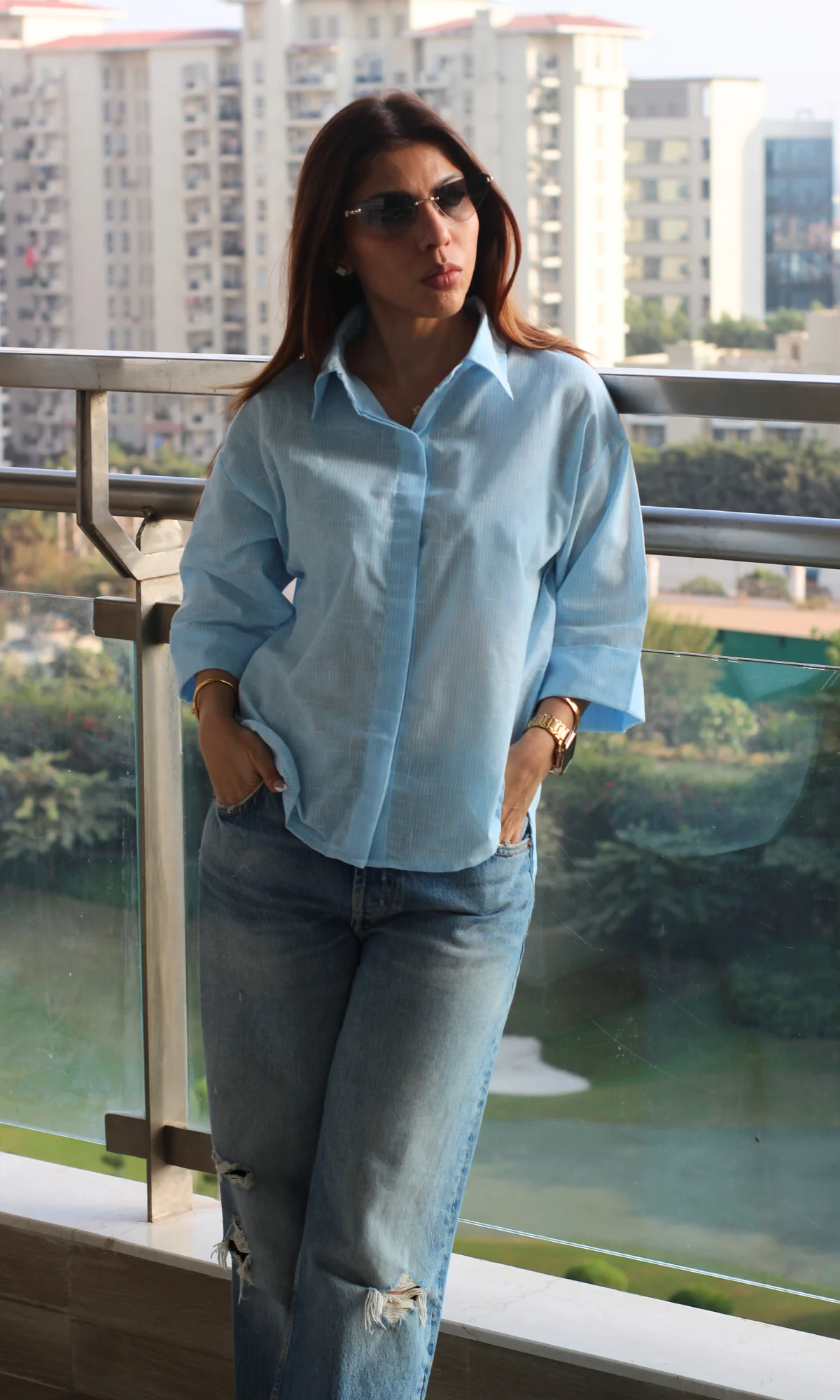 Cloud Stripe Loose Shirt - Image 4