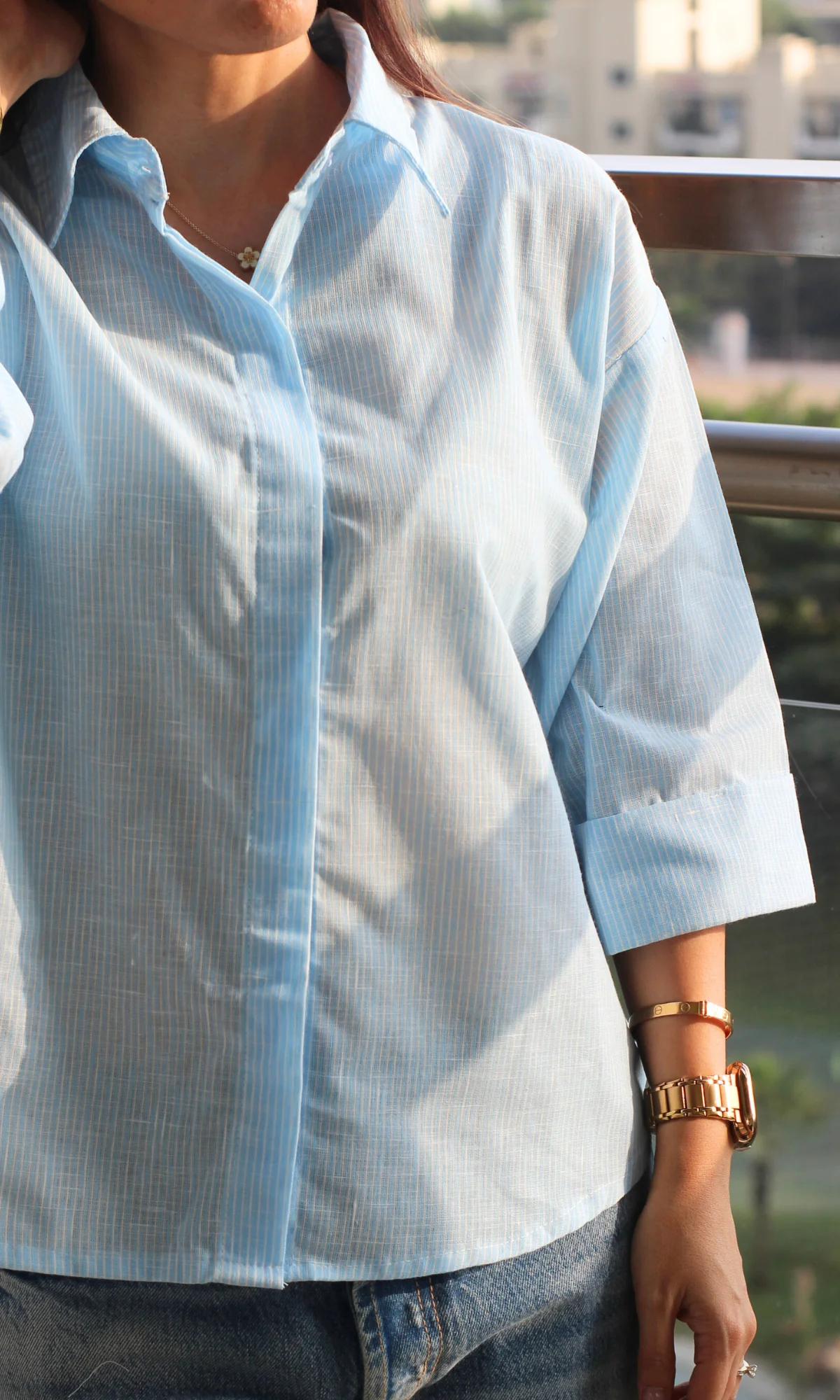 Cloud Stripe Loose Shirt - Image 5