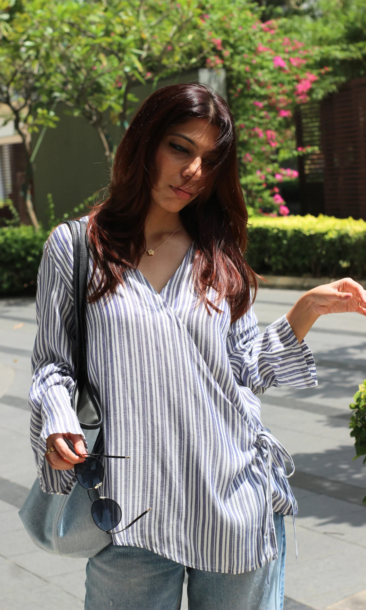 Coastal Stripe Tie Detail Cotton Kimono Top - Image 5
