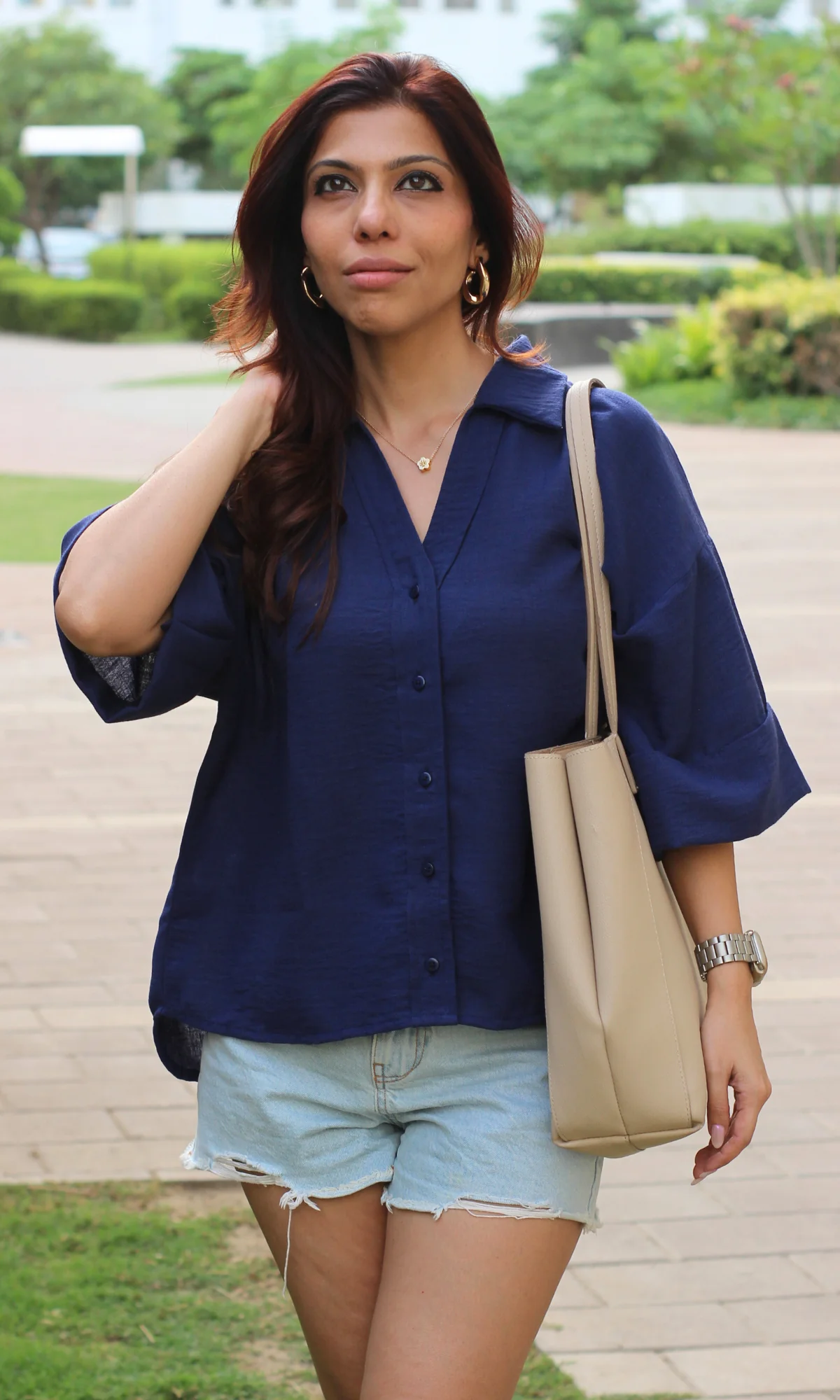 Cobalt Blue Textured Shirt - Image 3